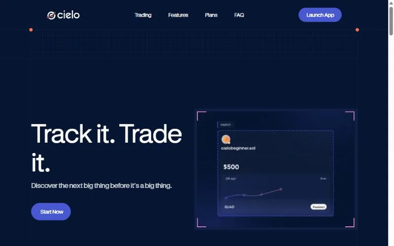 Screenshot: Cielo homepage