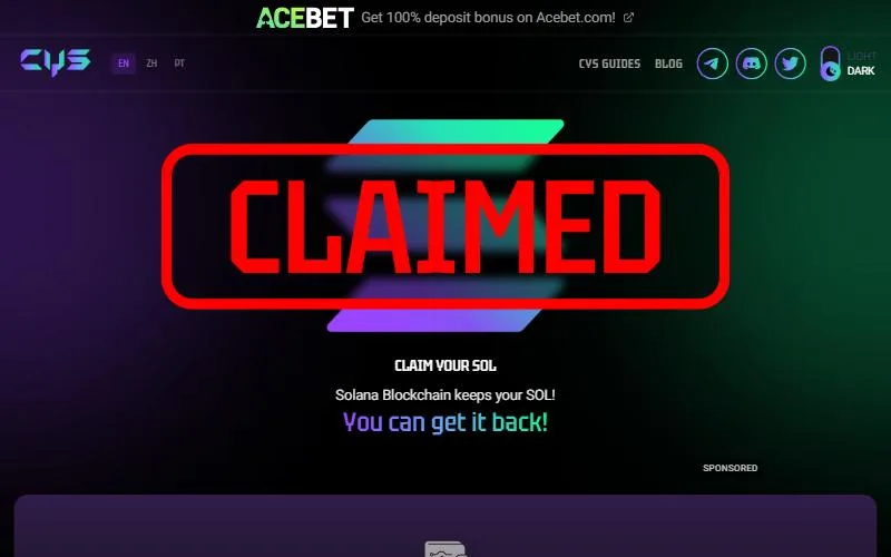 Screenshot: Claim Your Sol homepage