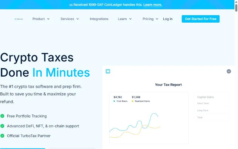 Screenshot: CoinLedger homepage