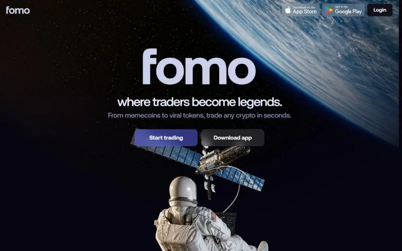Screenshot: FOMO homepage