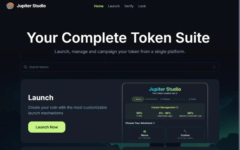 Screenshot: Jupiter Studio homepage