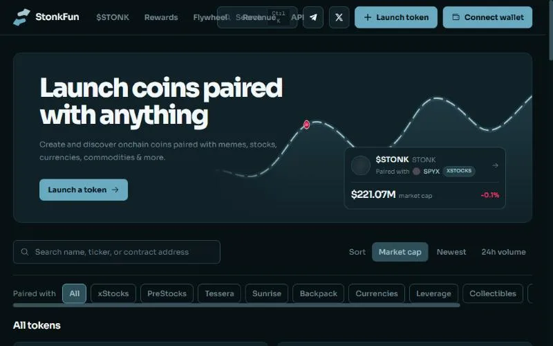 Screenshot: StonkFun homepage